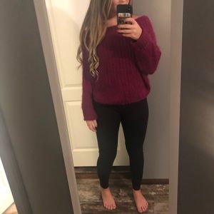 Fuzzy Purple Off-the-shoulder Sweater